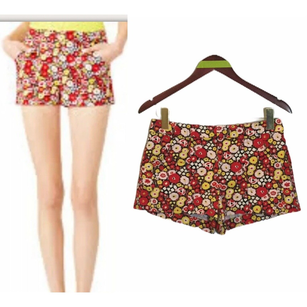 Kate Spade Saturday Floral Red Yellow Women's Shorts Size 2